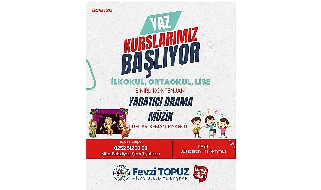 Milas Belediyesi Yaz Kursları İçin Kayıtlar Başlıyor